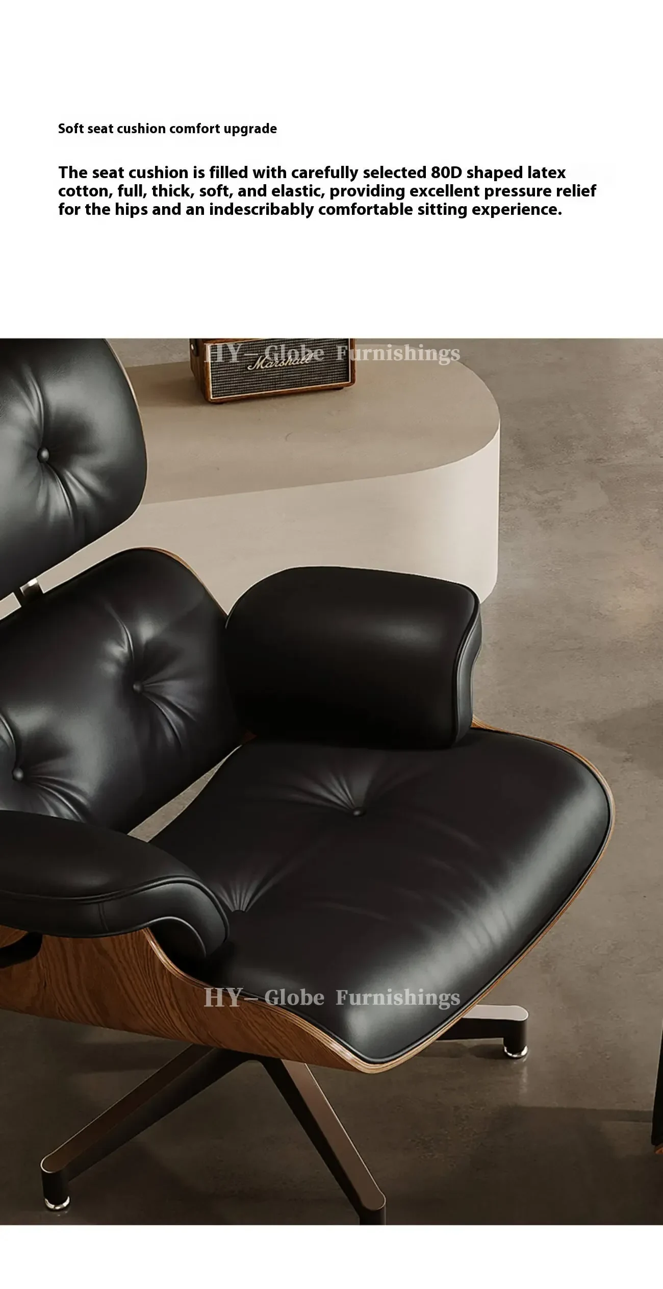 Globe Furnishings - Eames Leather Lounge Chair
