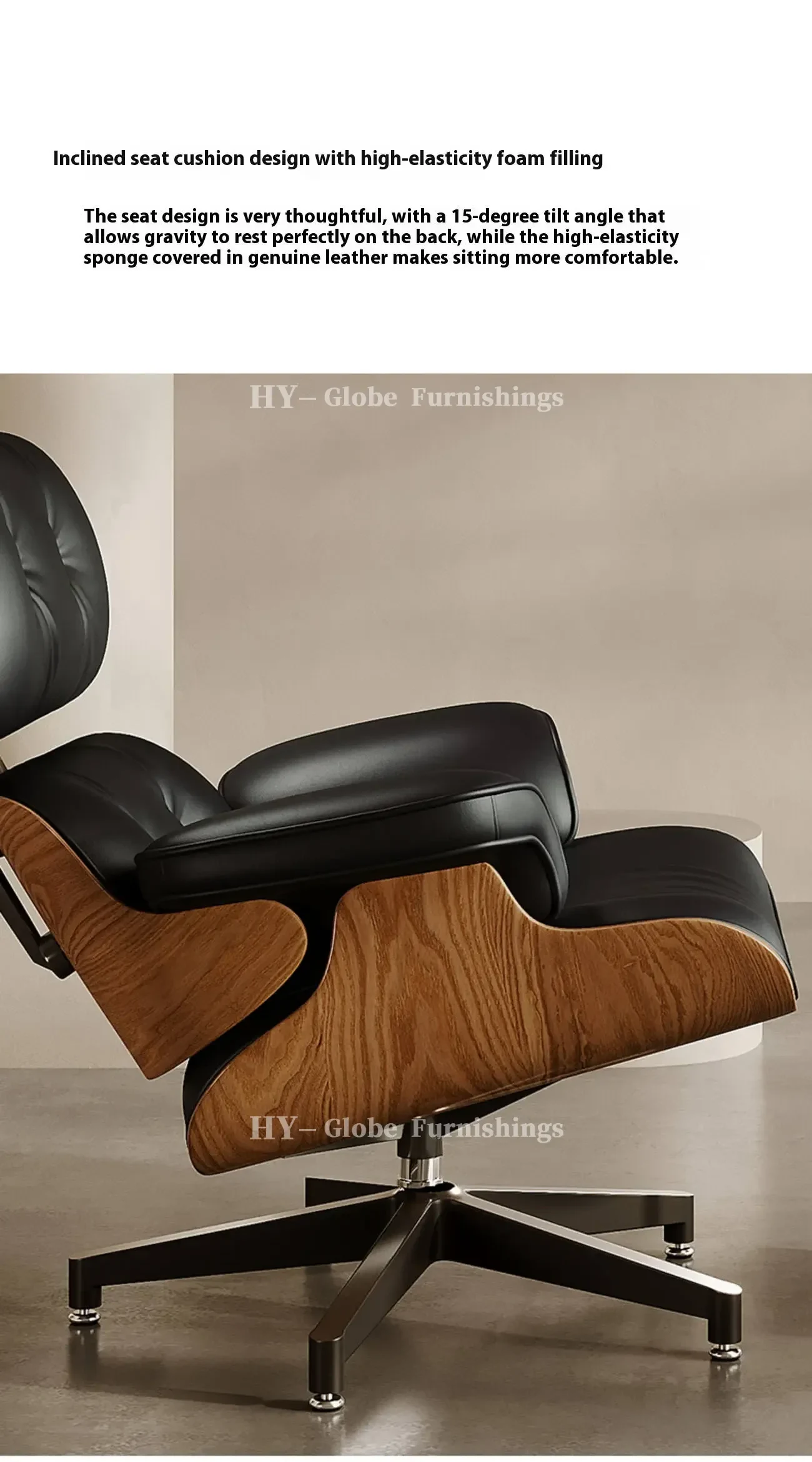 Globe Furnishings - Eames Leather Lounge Chair
